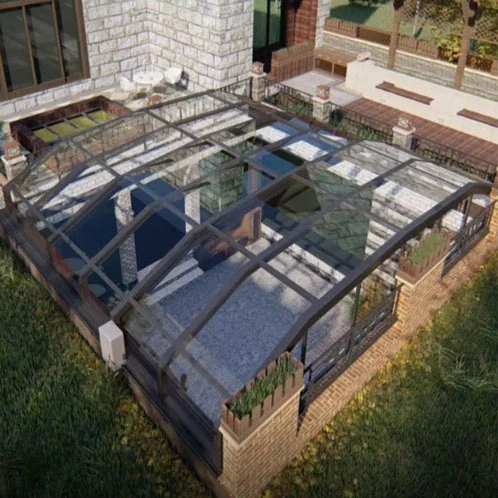 Hollow Sunshine Double Lowes Garden Aluminum Sunroom Customized  House Insulating Glass Sliding Steel Removable Triangle Flat