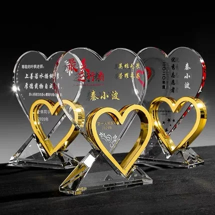 Оптовая продажа Заказная награда в форме сердца пустая Хрустальная сувенирная