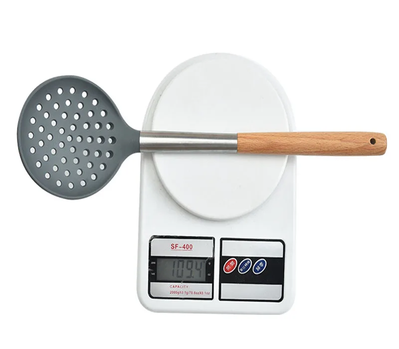 New style high quality kitchen utensil set silicone material with wood handle cooking tools