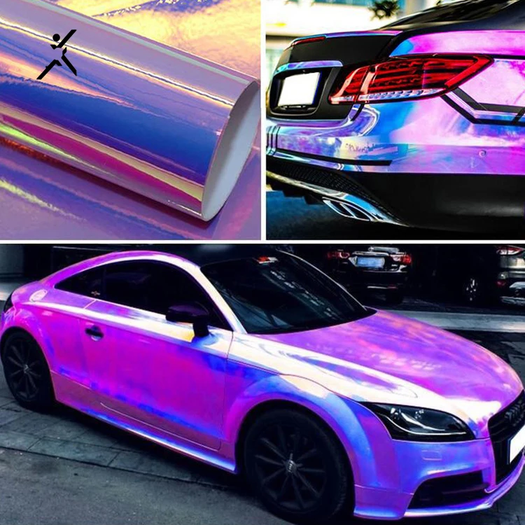 1 35x18 м ПВХ красочная хромированная Гальваническая пленка розовый цвет меняющая виниловая наклейка для кузова автомобиля