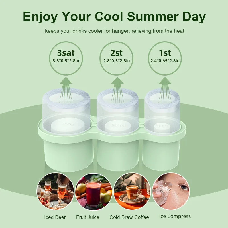 Stanley cup ice tray Food grade silicone hollow cylinder ice mold with lid for freezing iced drinks