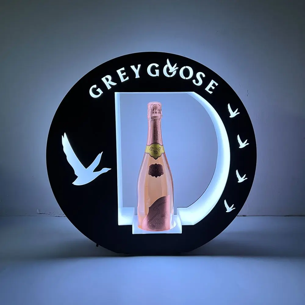 OEM Acrylic rechargeable grey goose VODKA glorifier VIP display stand rack luminous LED bottle presenter for Lounge nightclub