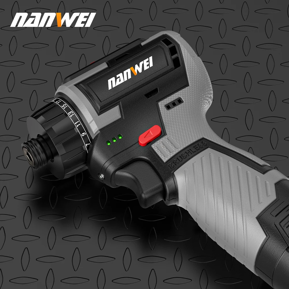 Nanwei 16.8V 60N household electric cordless brushless screwdriver installation tools driver drill adjustable speed screwdriver