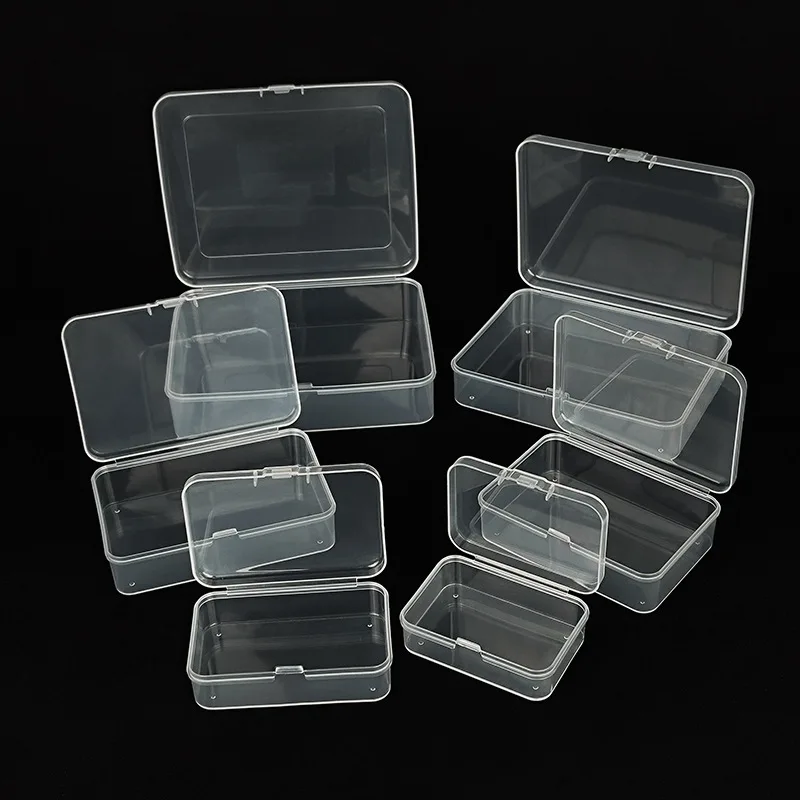 Clear Custom Rectangle Pp Plastic Packaging Display Boxes With Cover Hardware Screw Parts Storage Container