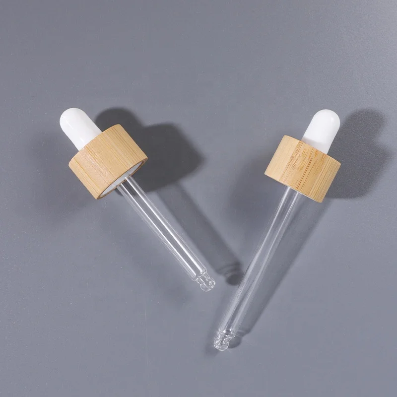 classical design 18/410 20/410 bamboo closure dropper essential oil separator dropper for skin care product bottle