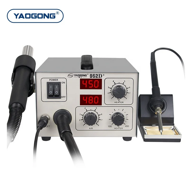 YAOGONG 952D+ 2 in 1 Hot Air Desoldering Heat Gun Reball IC Remover Machine for Phone Repair Tool SMD Rework Soldering Station