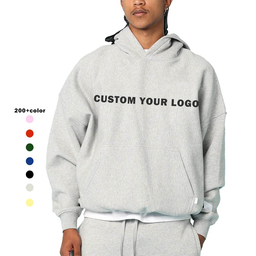 Oversized 500 GSM 100% cotton Custom No strings Hoodies sweatshirts for men thick Boxy street wear Hoodies for factory