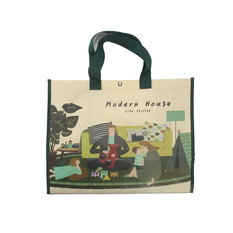 KALANTA 2023 Custom Recycled PET Woven Material Reusable Shopping Tote Bag 100% Eco Plastic Bottles Laminated RPET Bag