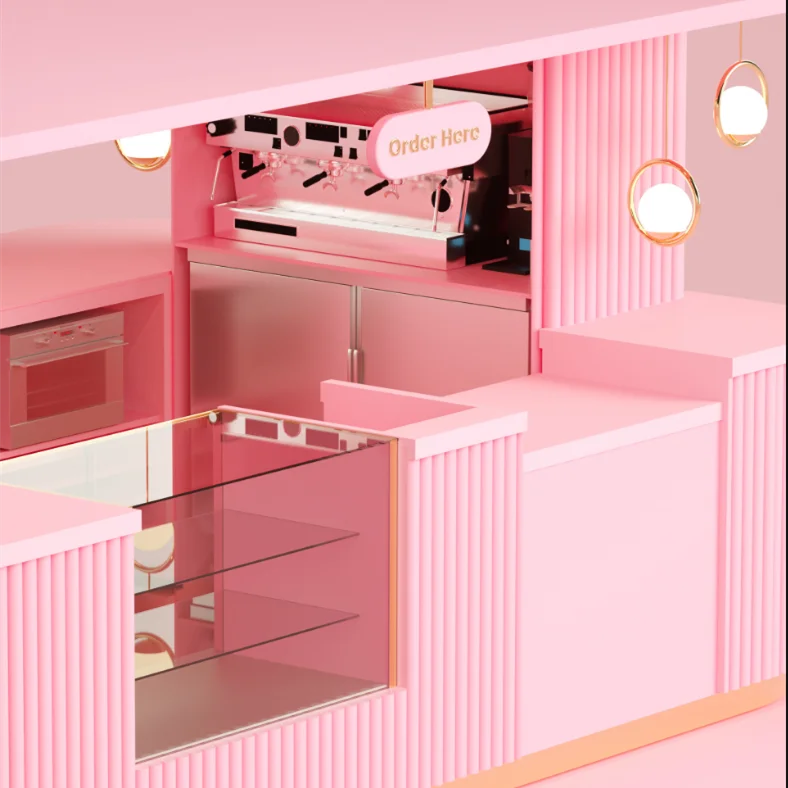 Bubble Tea Kiosk Hot Mall Food Mobile Kiosk Drink Juice Bar Display Counter Furniture showcase For Cafe Kiosk
