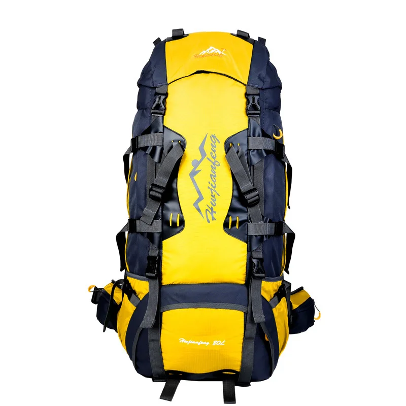 New Outdoor Mountaineering Bag with Large Capacity of 80L Oxford Cloth Waterproof Water Splashing Tourism and Hiking Backpack