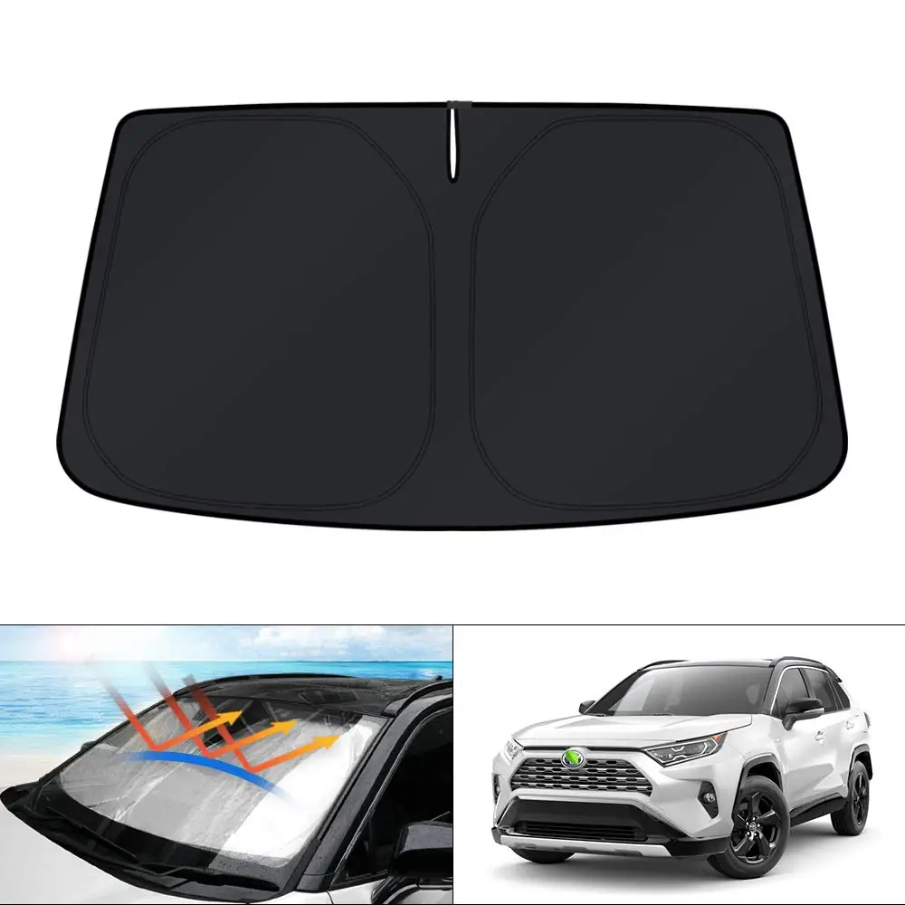 QEEPEI Windshield Sun Shade for Toyota RAV4 2019-2023 Window Shade Sun Visor Cover Foldable Blocks UV Rays Keep Your Car Cooler