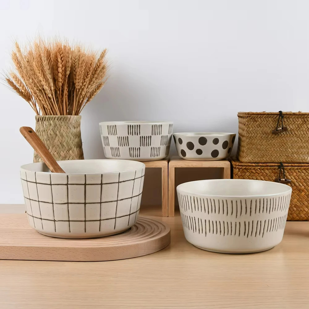 Modern style reusable cereal pasta bowls patterned with logo ceramic round food ceramic serving bowl restaurant