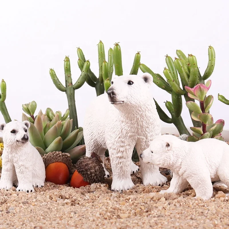Plastic 3D Arctic Animal Home Aquarium Decor Garden Landscape Realstic Figure Model Polar Bear