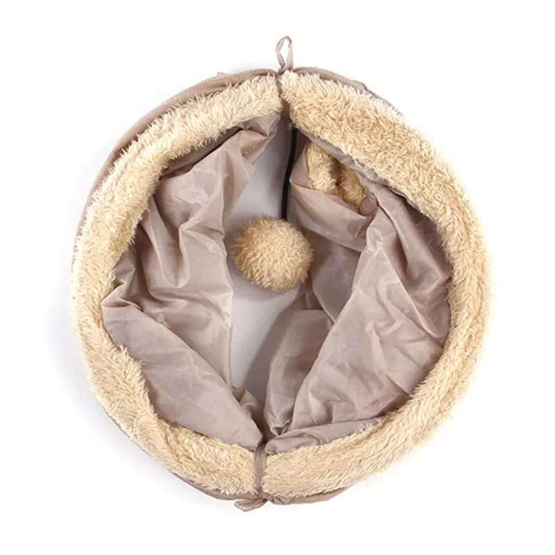 Hot Fashion Portable 2 Tunnel Cat Interactive Toy With Plush Ball Special Design Cat Tunnel Bed