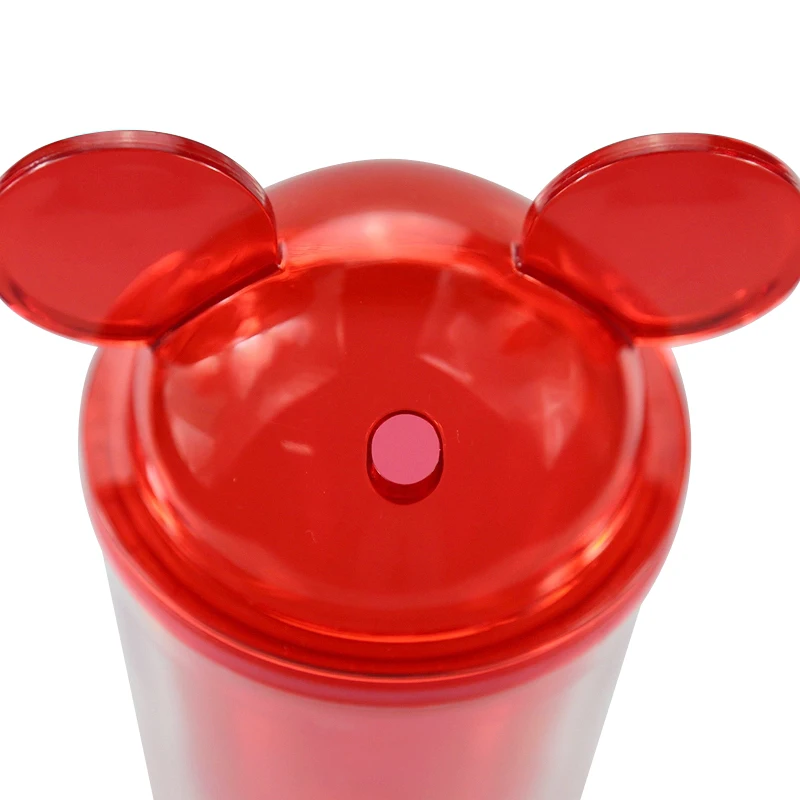 16OZ Double Wall Acrylic Plastic Mouse Ear Tumbler Cup Dome Lid With Straw