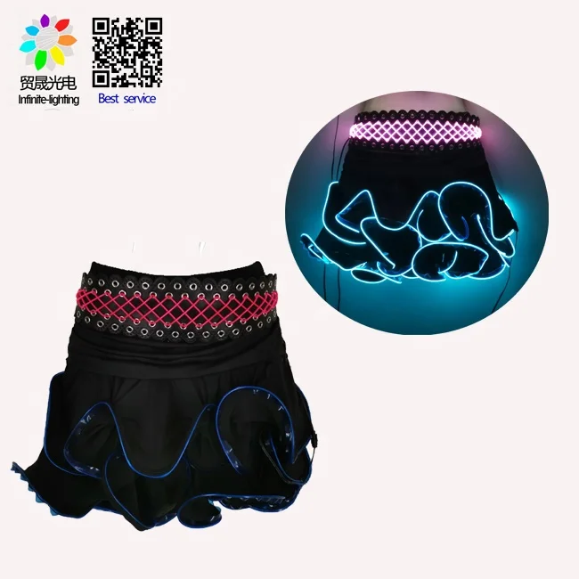 Diy style saxy el wire dress lighting up in dark glowing skirt for party