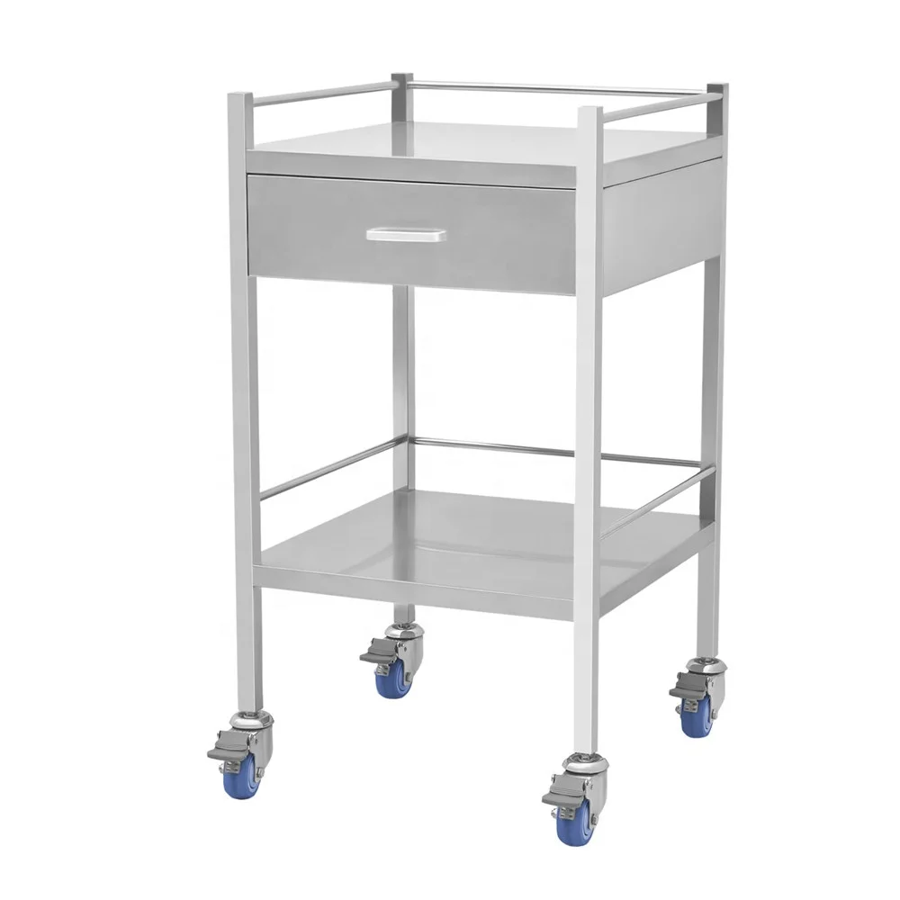 Hospital Equipment Stainless Steel Medical Cart Treatment Trolley Medical Trolley with Drawer CY-D401A