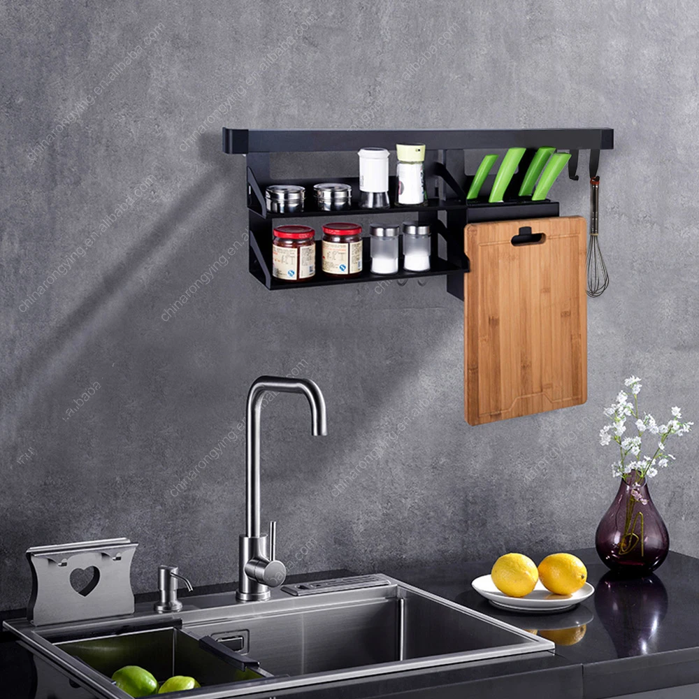 stainless steel 304 kitchen spice knife chopping block wall rack,combinable rack