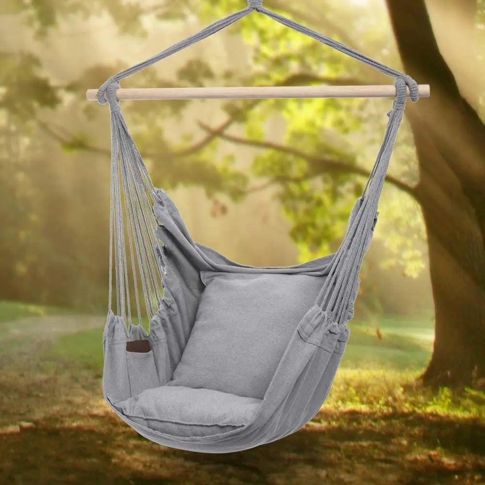 Hammock Hanging Chair with 2 Seat Pillows  garden outdoor hammock camping with wooden chair hammock
