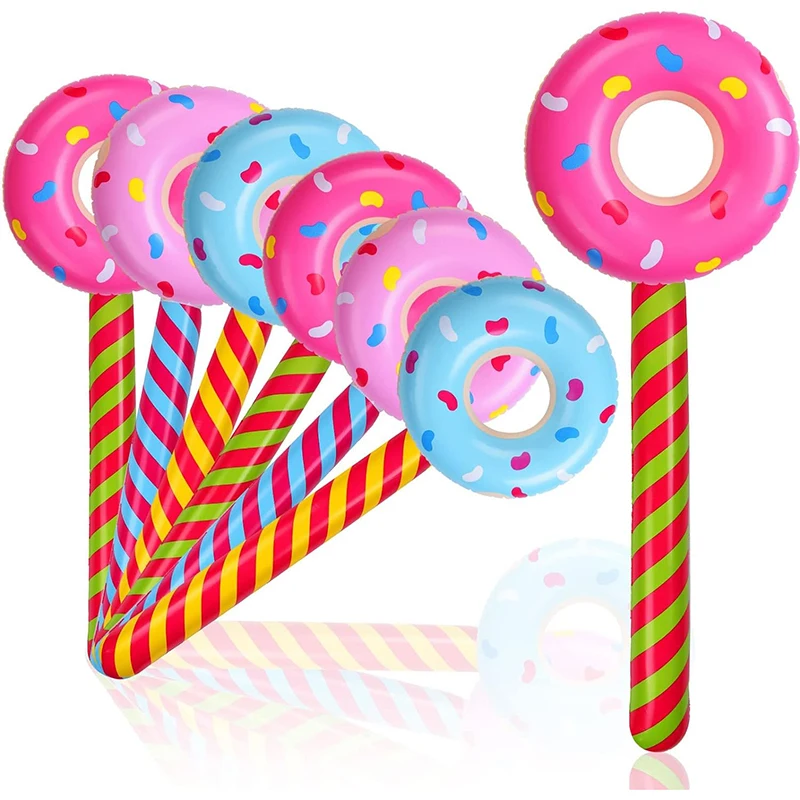 Inflatable Donut 33 Inch Lollipop Large Inflatable Candy Donut Shape Lollipop Stick Candy Themed Birthday Decorations for Kids