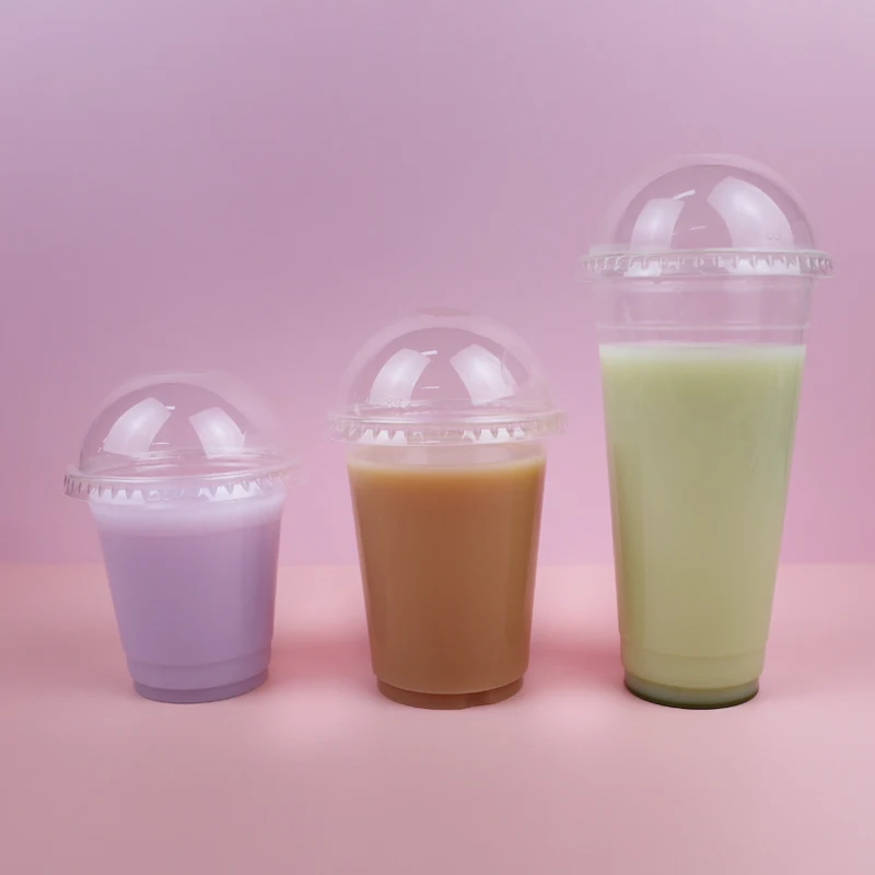 
Custom Printing Logo 90mm 95mm Cold Drink PET Plastic Cup with Lid 