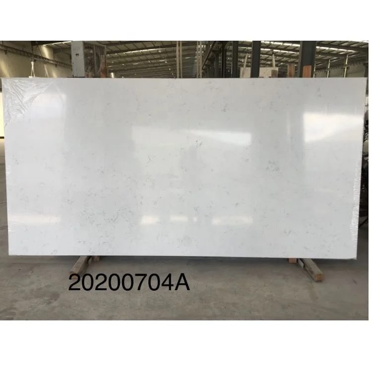 Carrara White Quartz Stone Slab Price, 2cm Quartz Slab, white marble gray vein Quartz Stone