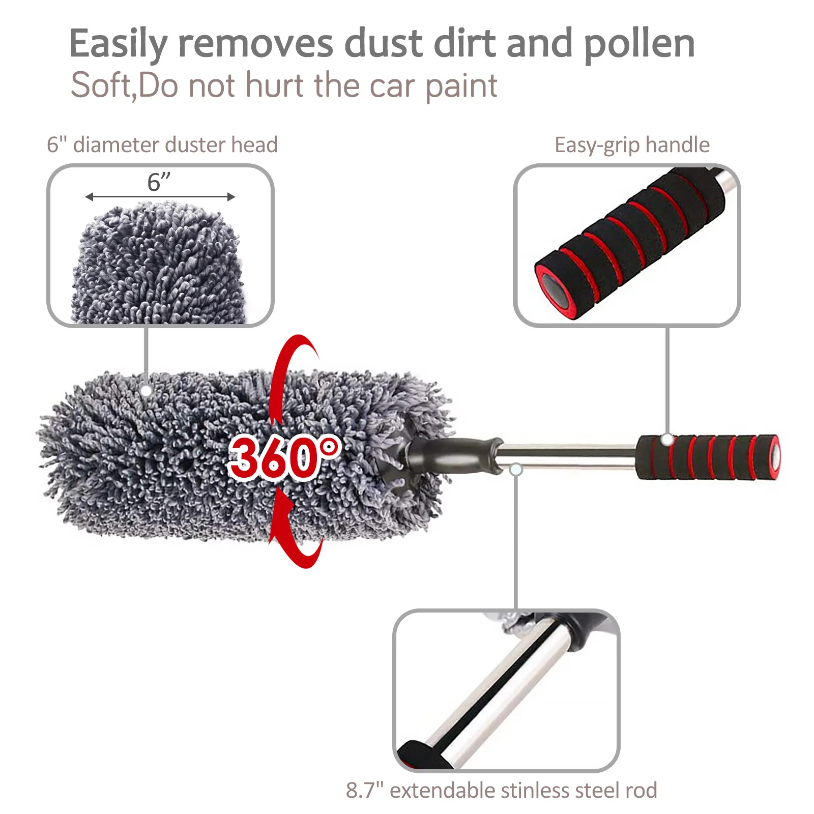 Car brush car washing duster long handle telescopic dust removal duster dust removal brush car mop cleaning tool by BCCM