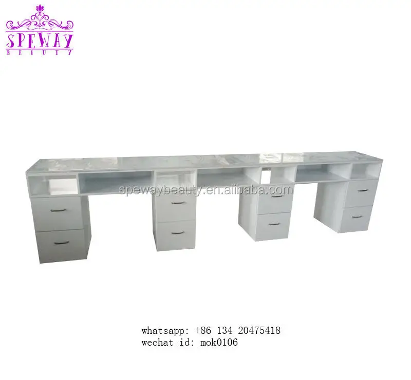 Beauty Salon Equipment 3 Seaters Professional Manicure Tables Modern White Marble Topnails Table Salon Manicure Furniture