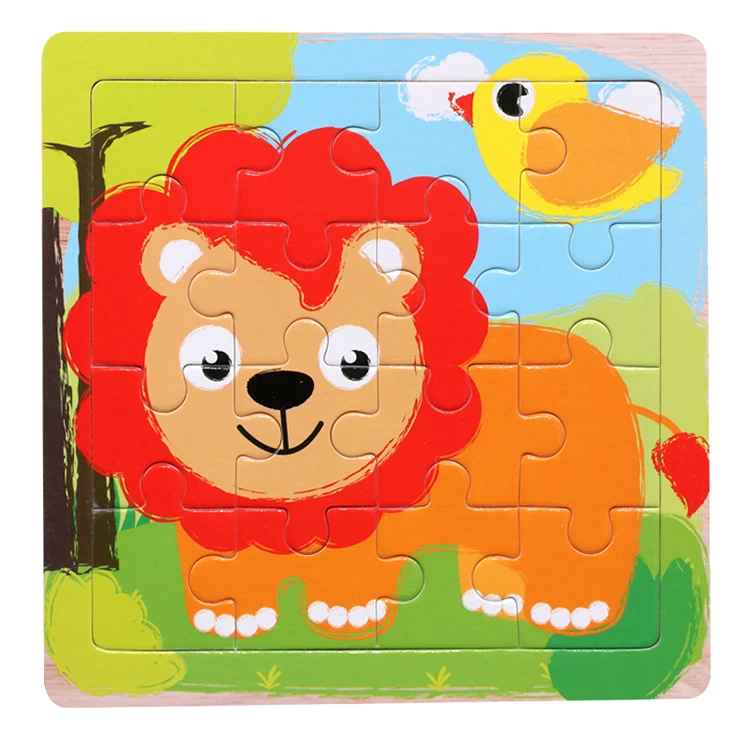 WOODDYTOYS 16 piece Wooden Animal Jigsaw Puzzle 3D Puzzle Montessori Baby Toy Early Educational Wooden Toy for Kids