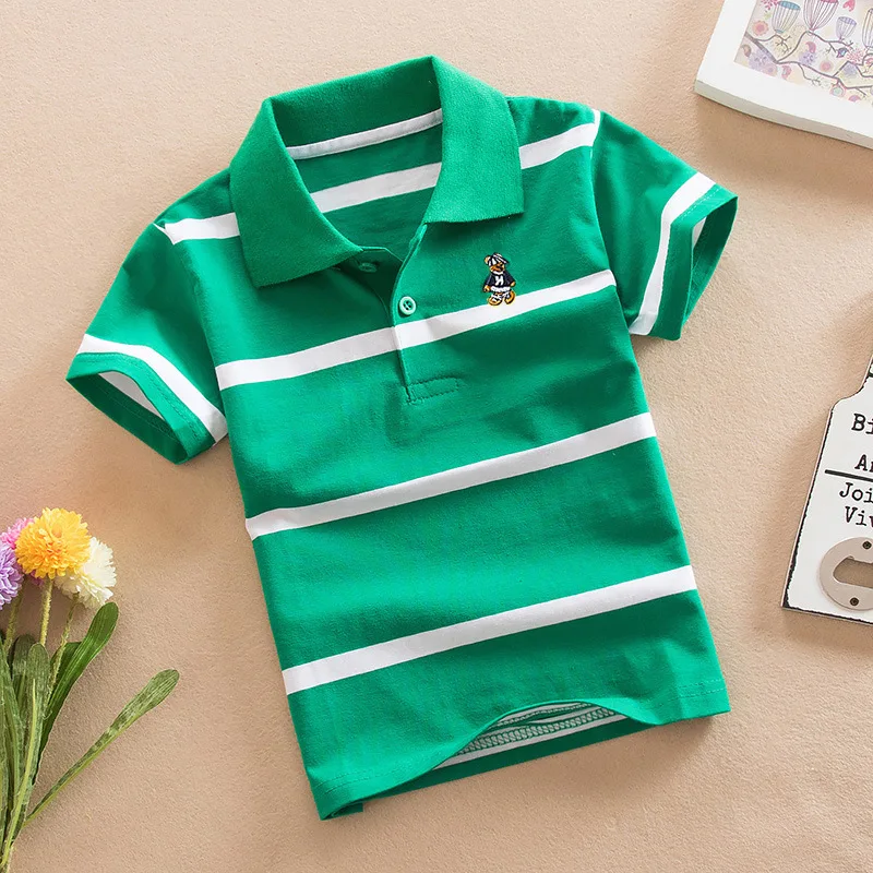 Child Polo Cotton Toddler Polos T Shirt Short Sleeve School Boy Kids Polo Shirts Wholesale Striped for Children