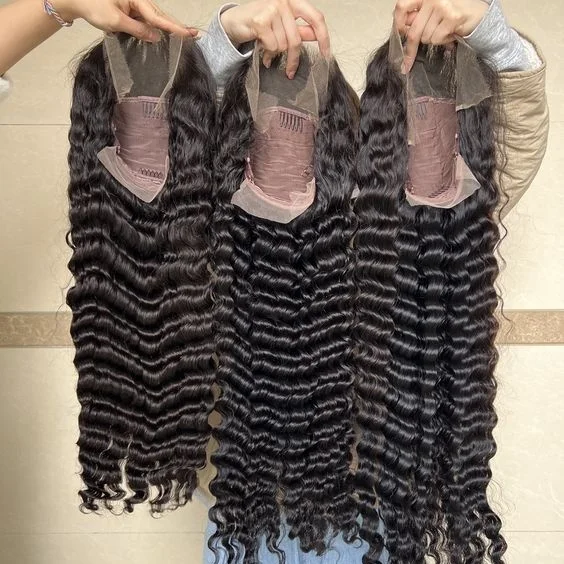 13*6 Hd Transparent Lace Frontal Wigs for Black Women Raw Burmese Curly Hair Deep Water Wave Wig 13x4 Human Hair Lace Front Wig