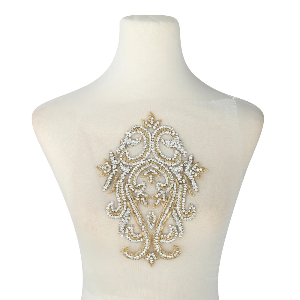 Wholesale bling bling crystal whole piece cover body lace patch rhinestone appliques