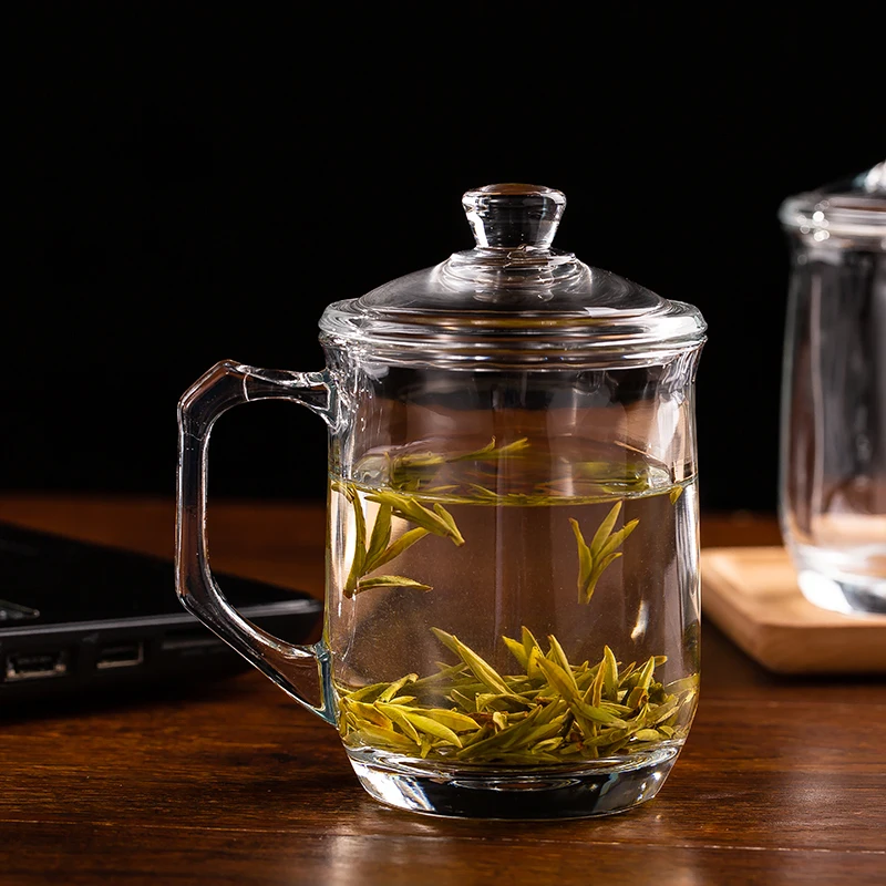 Eco Friendly Products 2024 Tea Mugs Glassware Water Glass Transparent Water Glass With Lid Handgrip