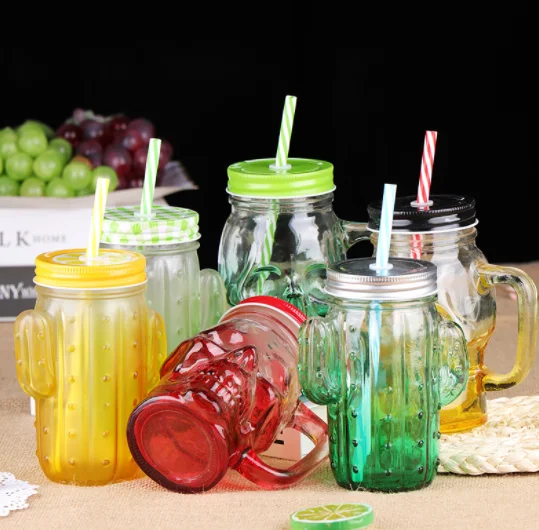 Progressive Color Mason Cup cactus frosted glass juice drink cup