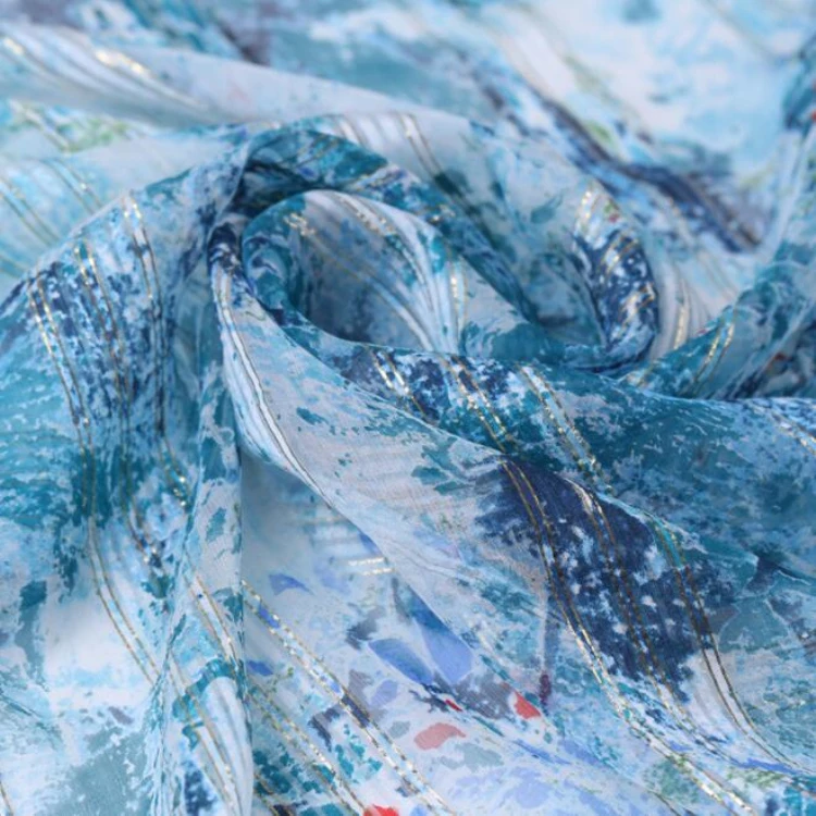 Оптовая продажа, новая модная шифоновая шелковая ткань с цифровой печатью