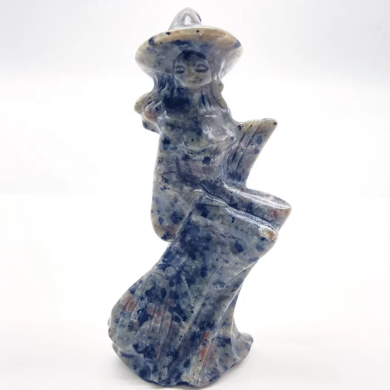 Carving Witch Yooperlite Figurine Obsidian Crystal Wholesale Natural Black Europe Feng Shui New Year Holiday Decoration & Gift