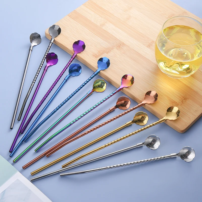 Exclusive Design 10PCS Set 304 Stainless Steel Straws And Scoop High Quality Food Grade Metal Straw Spoon With Brush