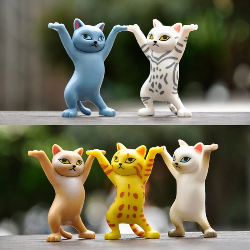 RuunJoy Танцующая кошка фигурка Декор анимационная модель кошки модная игрушка очаровательная Кошка Капсульная кукла украшение