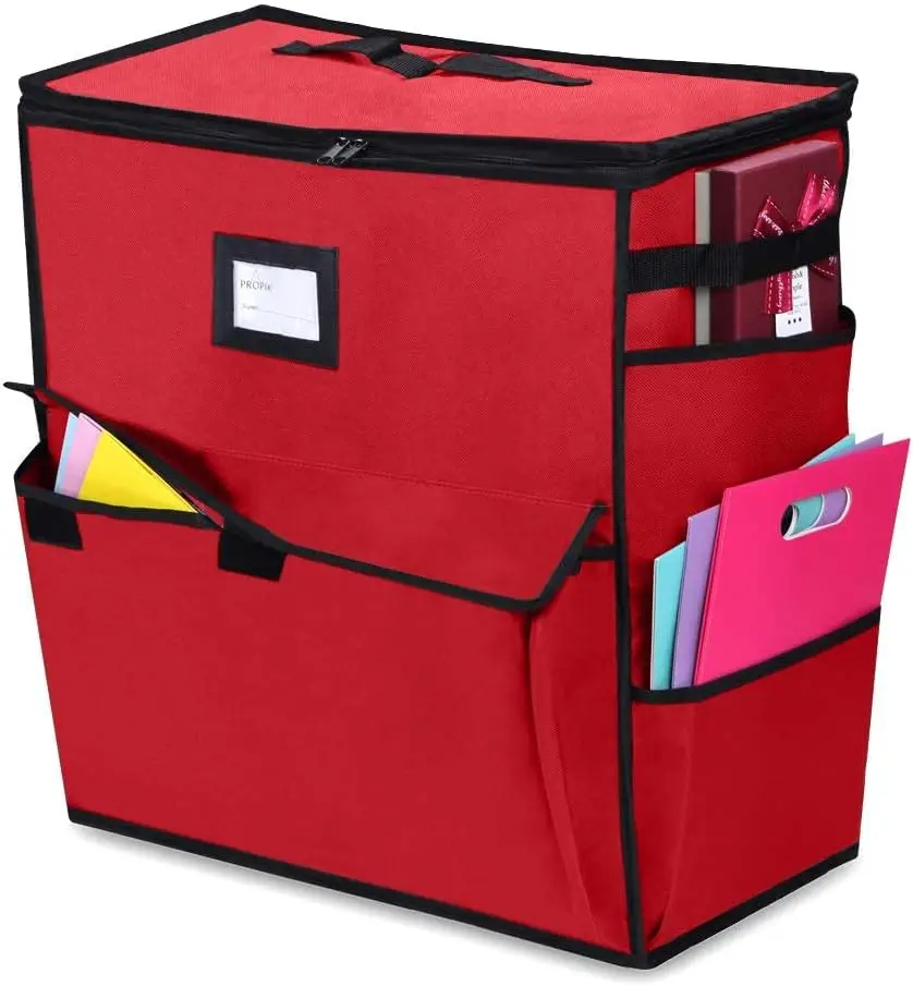 Christmas Storage Organizer Red Christmas Decorative Storage Bags Container Box Custom Storage Bag for Christmas Accessories