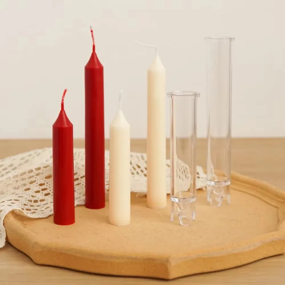 2 Set Acrylic Taper Candle Mold Crystal Candlestick Holders Wedding Christmas Table Decor Column Candle Lanterns Candle Making