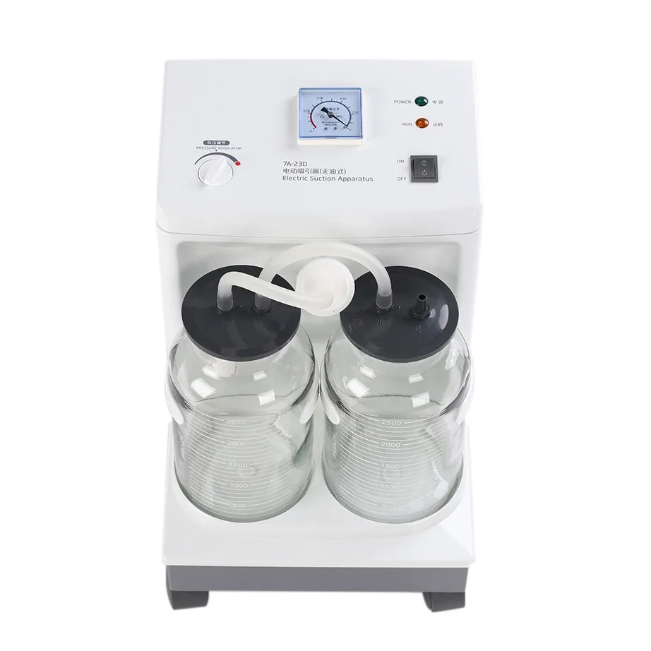 Medical Electric Suction Pump Apparatus Aspirator Double Bottles Suction Trolley Unit Machine Vaccum Suction Machine