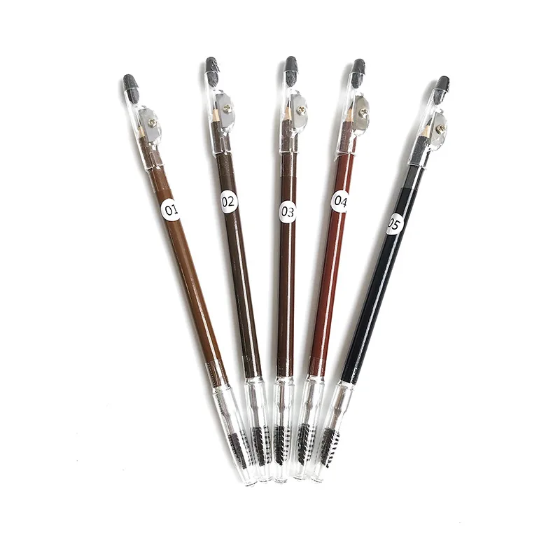 
Spot 5 color wood eyebrow pencils easy to color with eyebrow brush and pencil sharpener convenient to carry No logo 