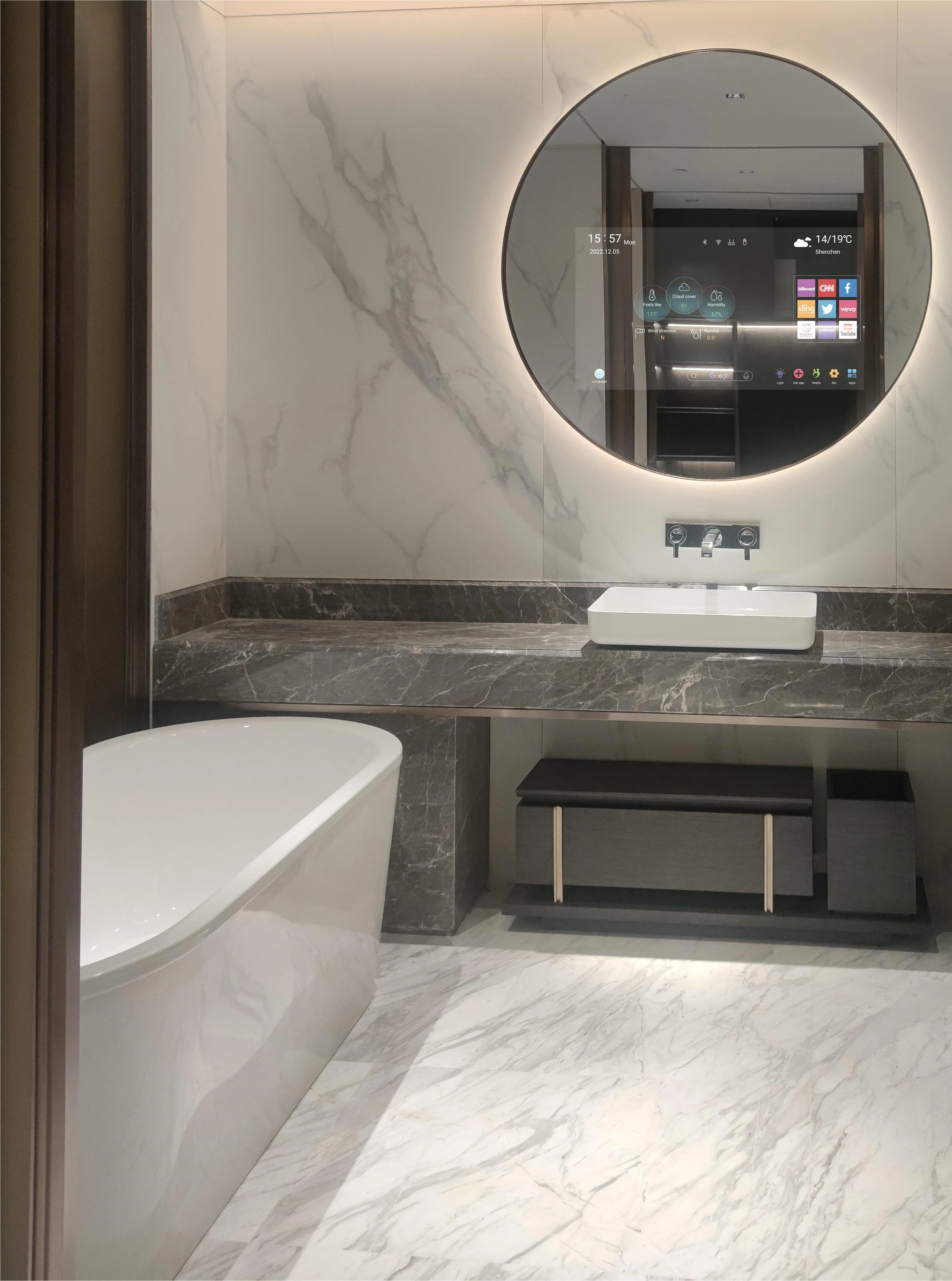 Smart Home Android System Round Smart Touch Magic Mirror Youtube