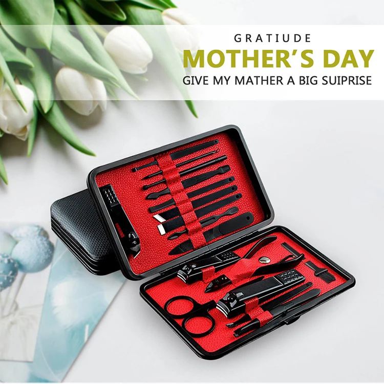 
2020 New Arrivals Nails Manicure Pedicure Set 16pcs Manicure Set Stainless Steel Grooming Kit for Men 