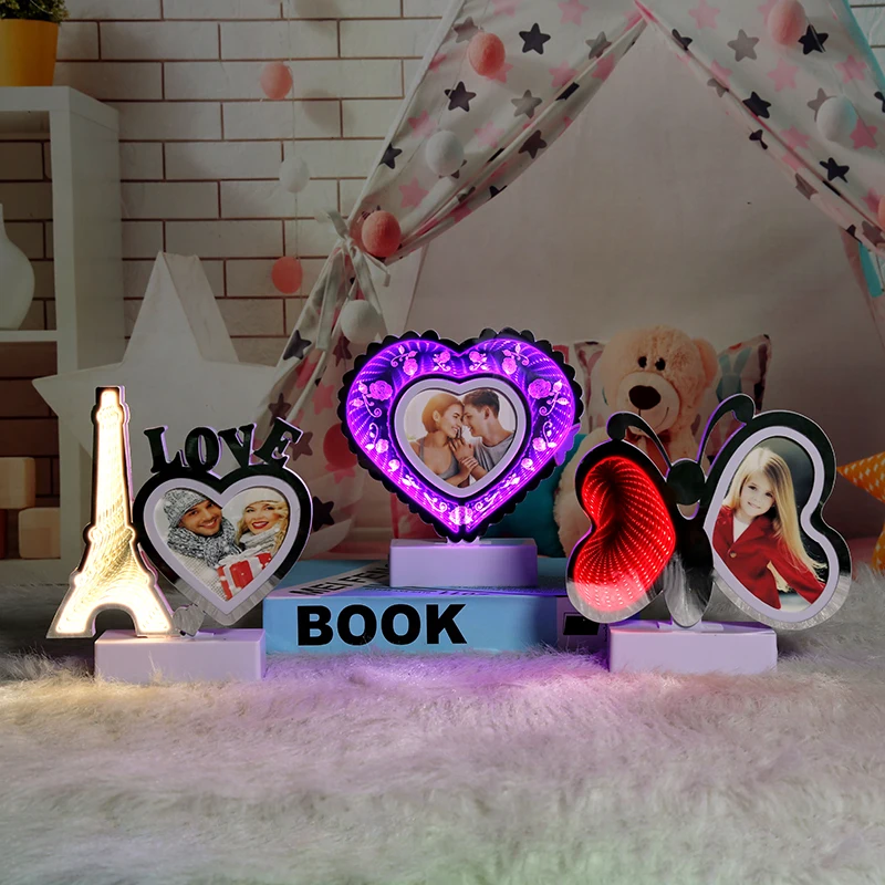 
battery operation led Eiffel Tower mold light led decorative table lights Infinity tunnel lamp pvc led night lamps for photo 