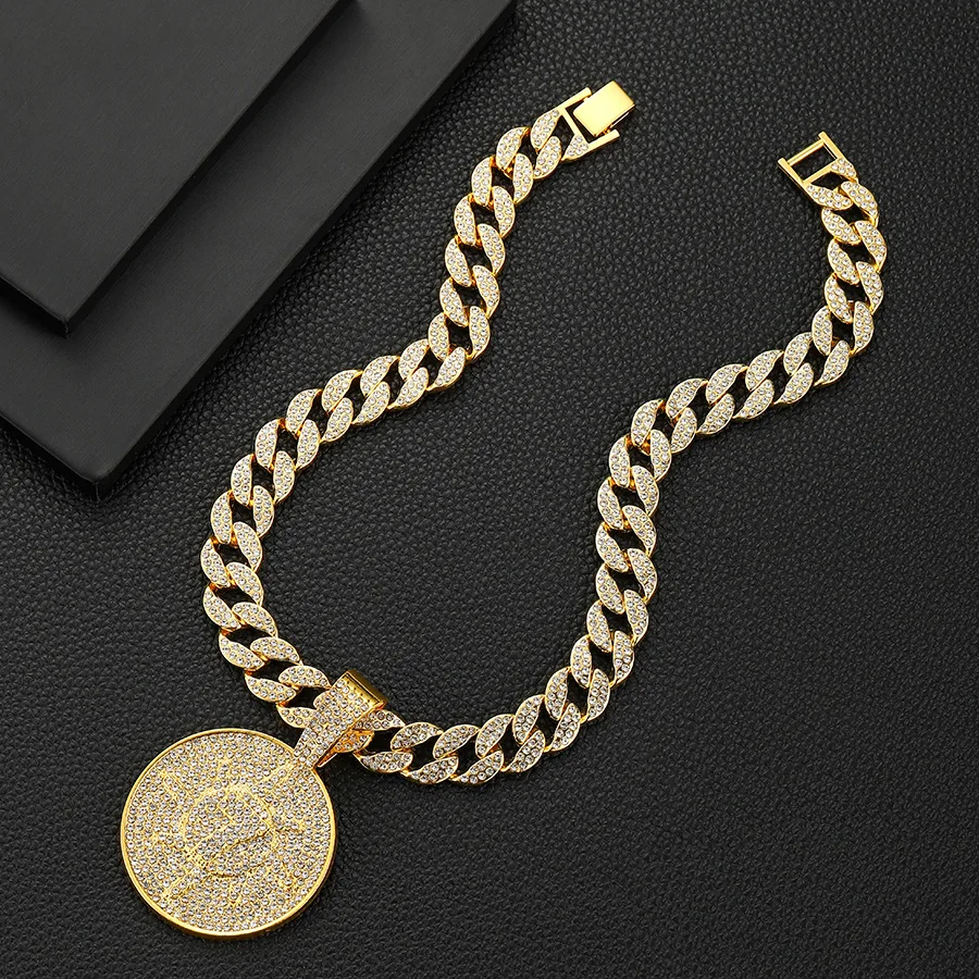 Large Hip Hop Custom Logo Mens Iced Out Pendants Cuban Link 20mm Chain Medals Necklace Hiphop Jewelry