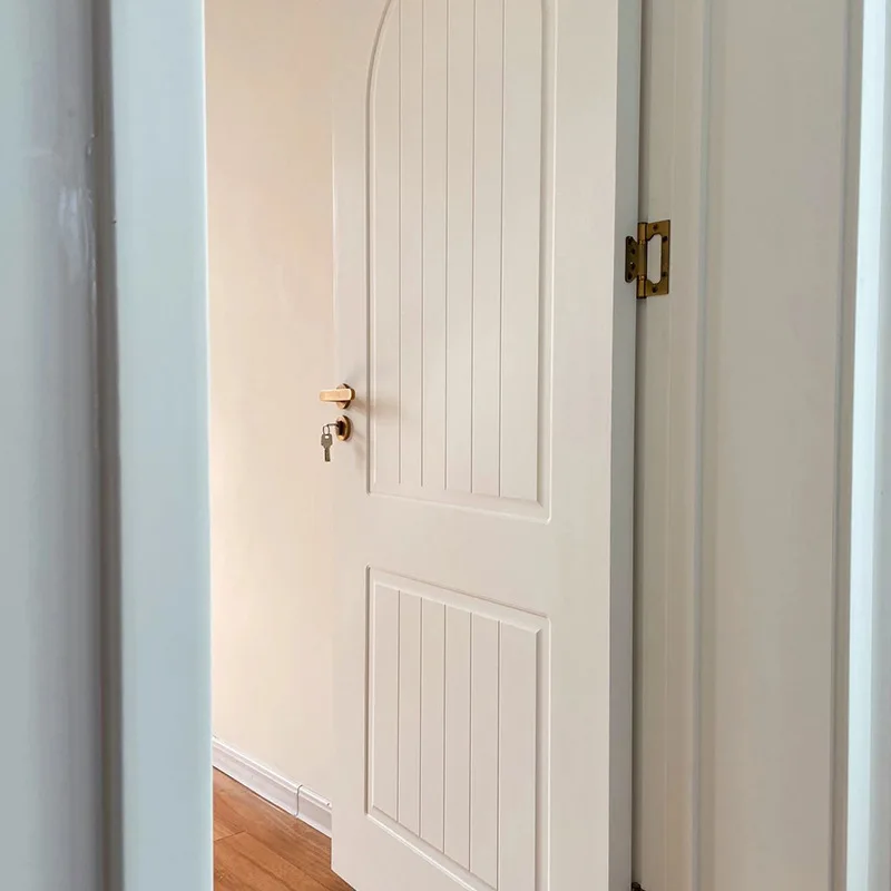 Custom French solid wood paint door Environmental protection bedroom room door oak flat carved door