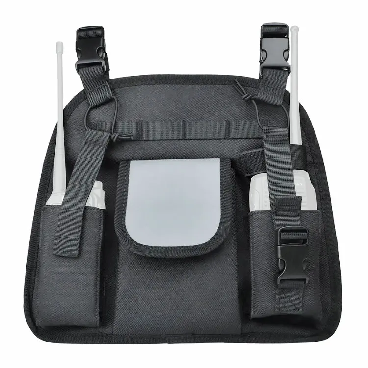 Vintage Style Heavy Duty Nylon Tactical Reflective Strip Two-Way Radio Chest Harness with Molle Pouch