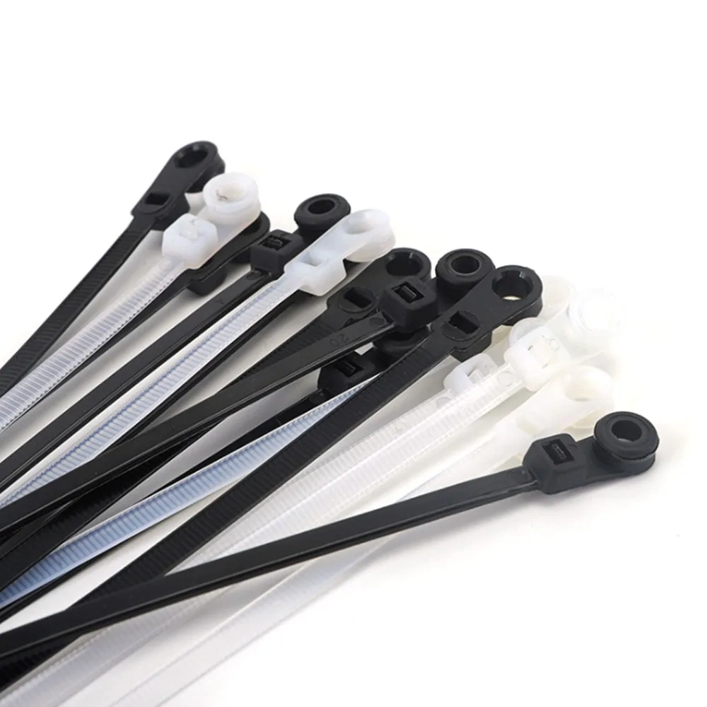 4x150/4x200mm Nylon cable zip ties with screw hole Mount Self locking Loop Wrap Bundle Ties Straps