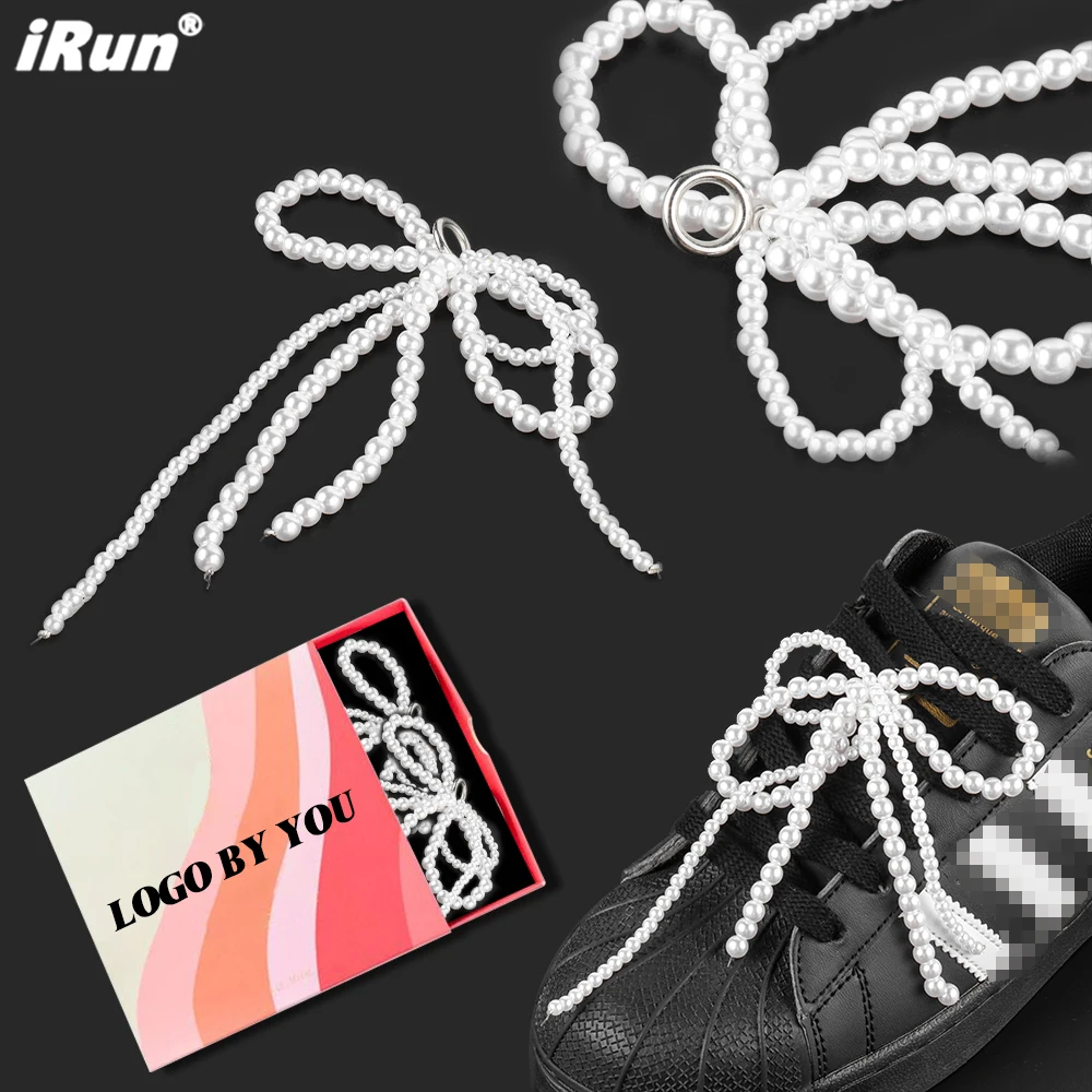 iRun Customized Luxury Fashion Shoe Decoration Bling Pearl Shoelaces Charms Beaded Pearl Shoe Accessories for Sneakers